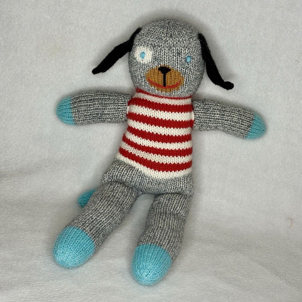 BLABLA Andiamo the Dog Knit Doll Mini 12"  Red Striped Shirt